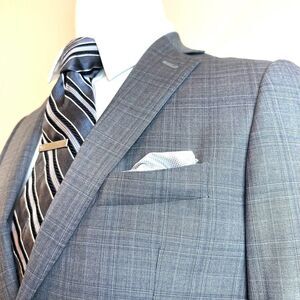 J.Hilburn Grey Plaid Loro Piana Super 130s Blazer 40R EUC Read